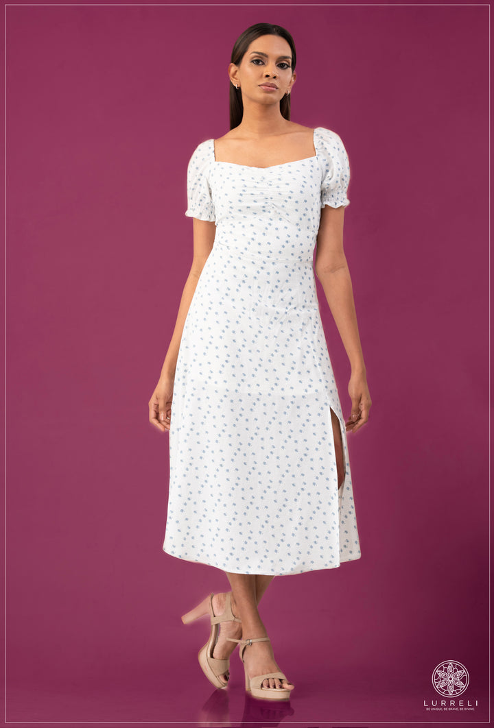 Sleeve Smoke Detail Midi Dress