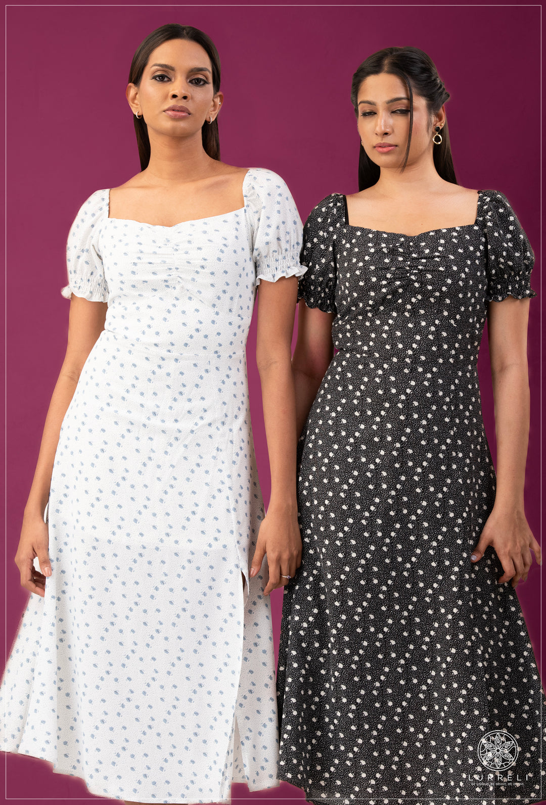 Sleeve Smoke Detail Midi Dress