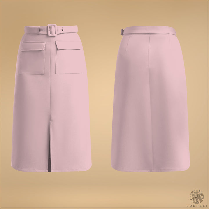 Belt Detail Solid Skirt