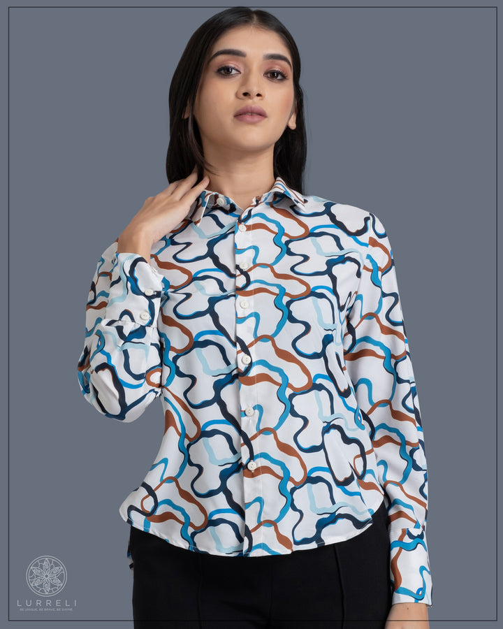 Abstract Printed Work Wear Blouse