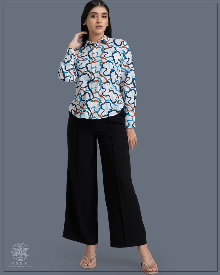 Abstract Printed Work Wear Blouse