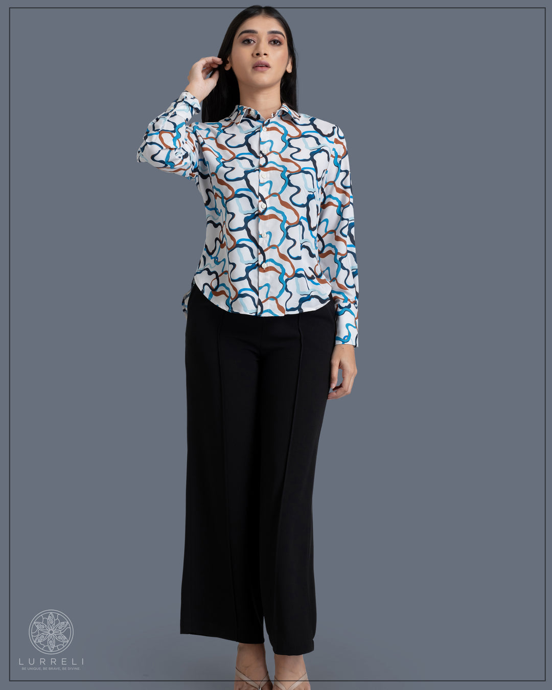 Abstract Printed Work Wear Blouse