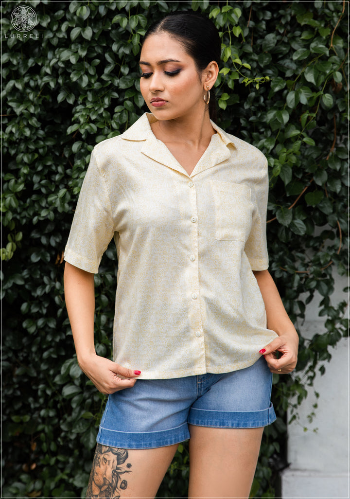 Short Sleeve Printed Linen Shirt