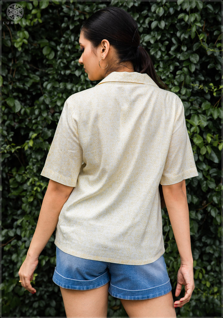 Short Sleeve Printed Linen Shirt