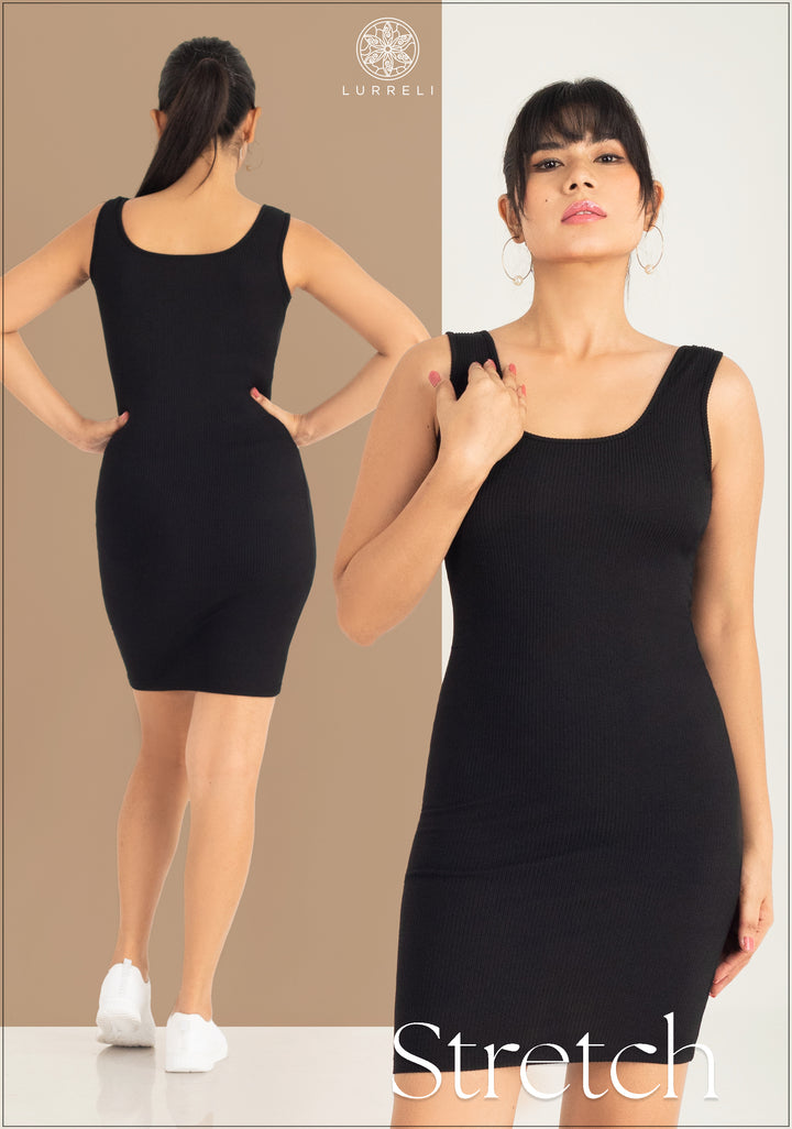 Square Neck Bodycon Rib Dress