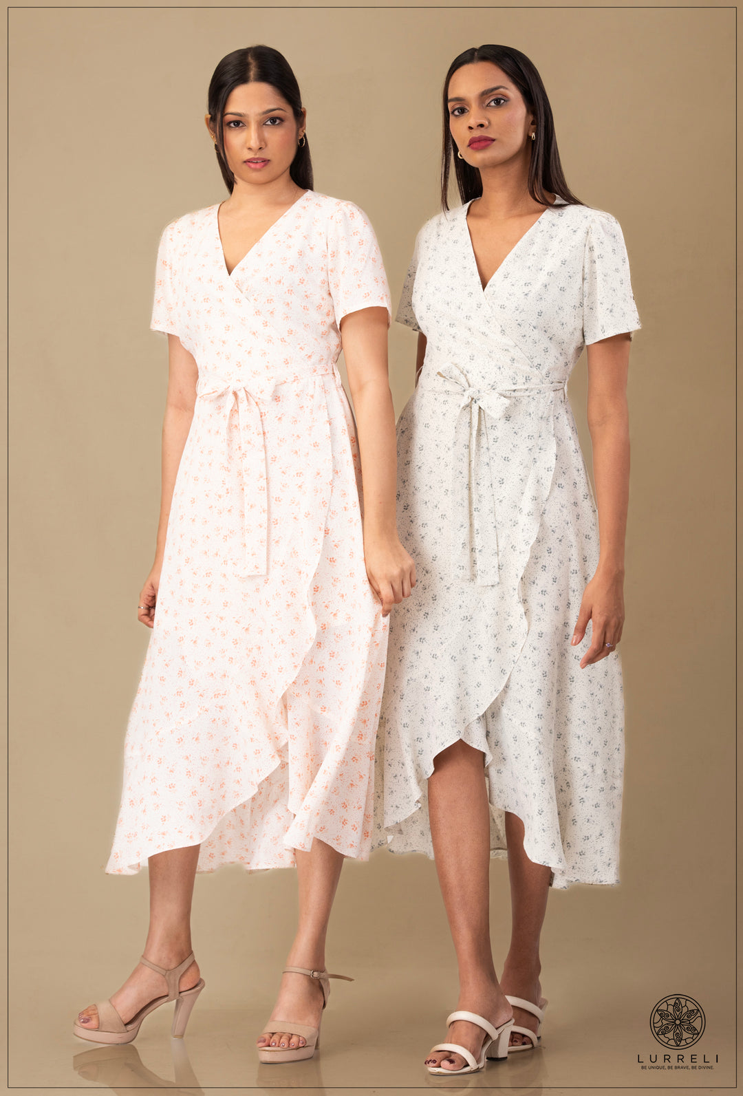 A-line maxi dress with flutter/ruffle sleeves