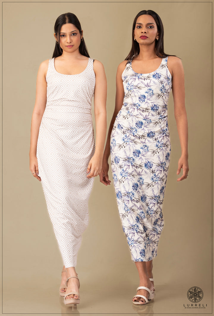 "Floral Printed Maxi Dress''