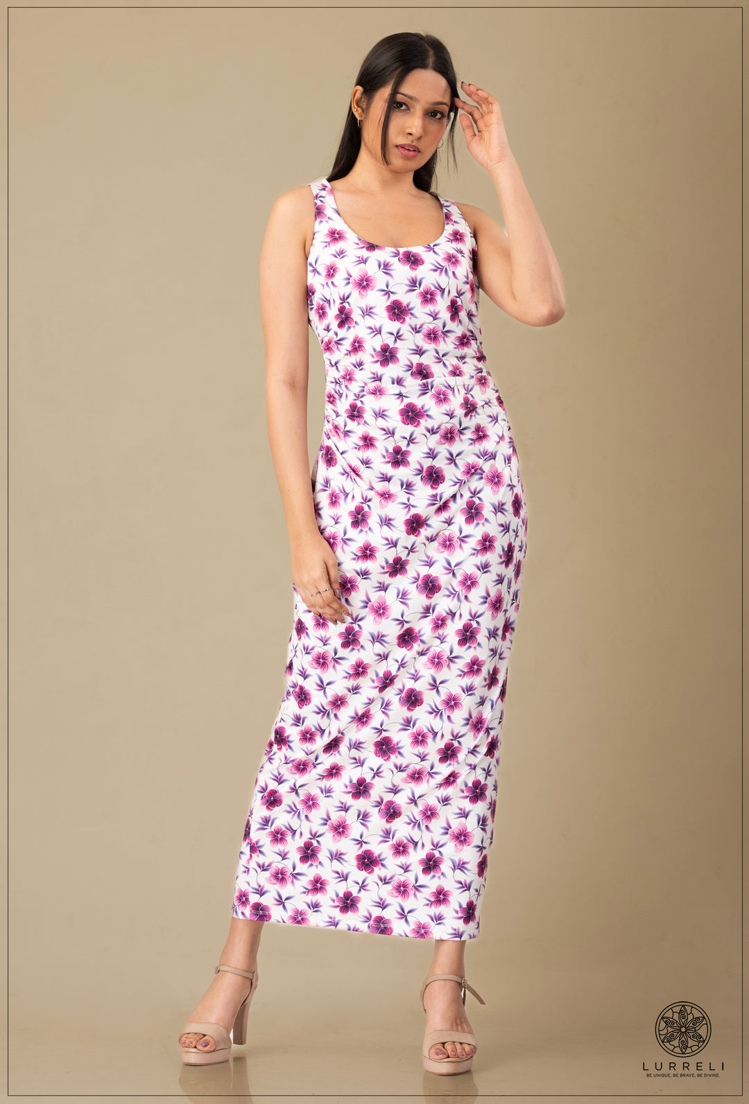 "Floral Printed Maxi Dress''