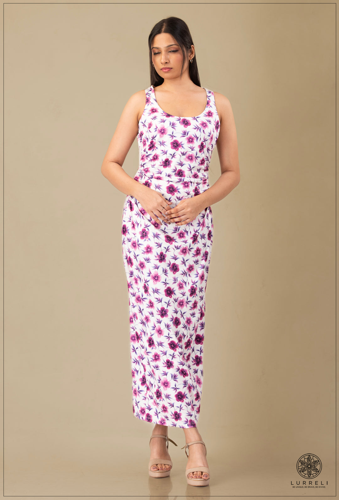 "Floral Printed Maxi Dress''