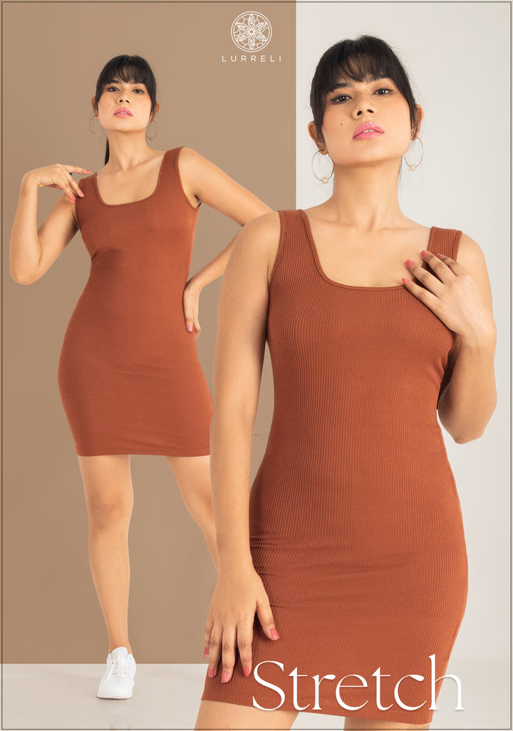 Square Neck Bodycon Rib Dress