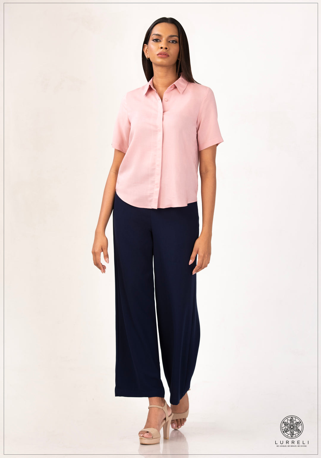 Short-sleeved, button-down blouse