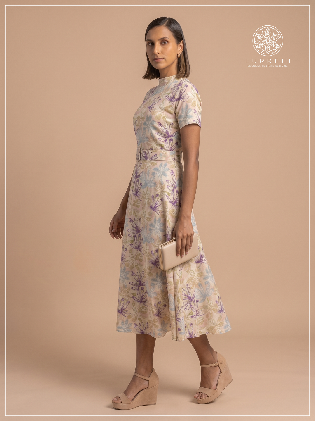 Belted Floral Midi Dress