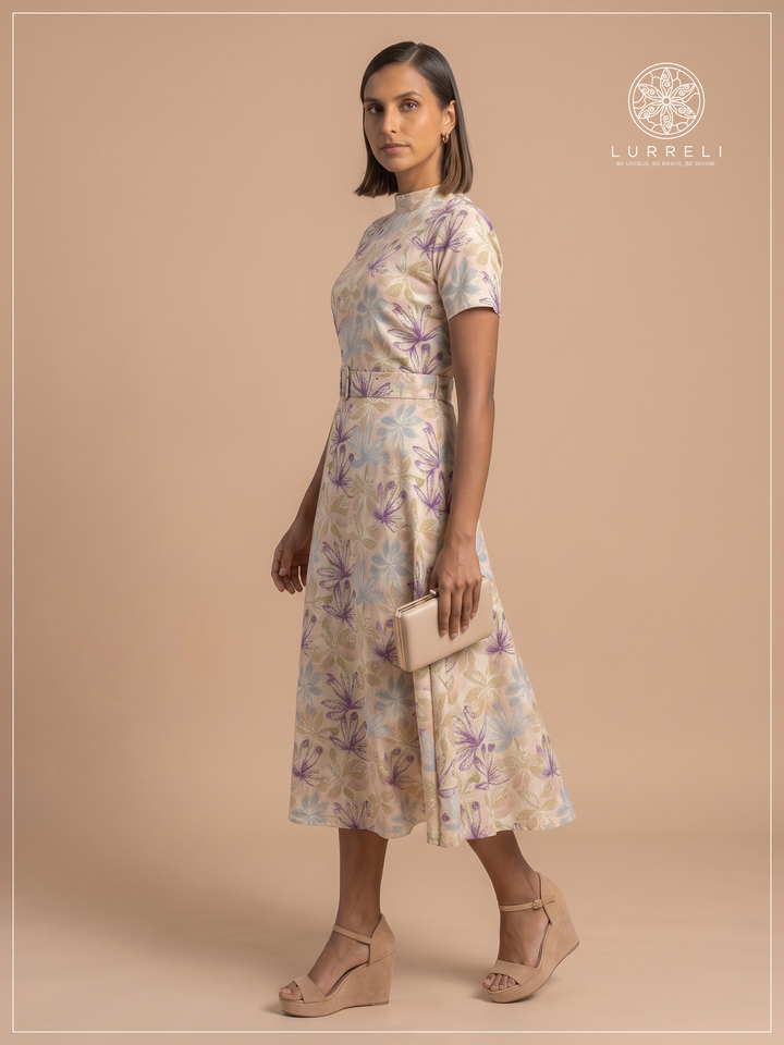 Belted Floral Midi Dress