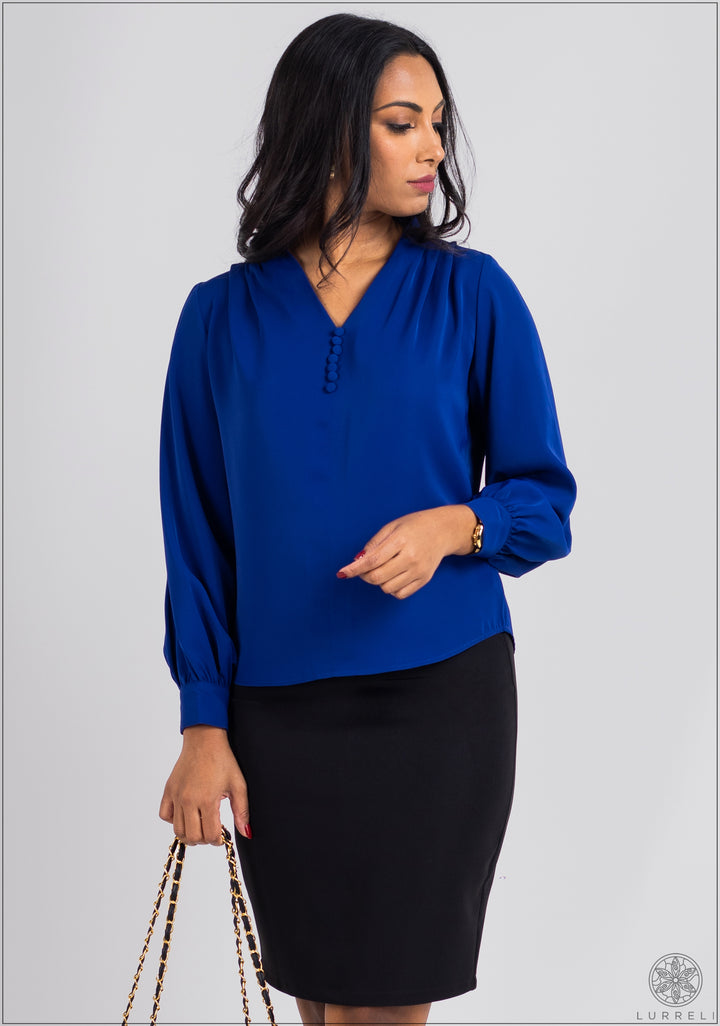 Button Detailed Pleated Top