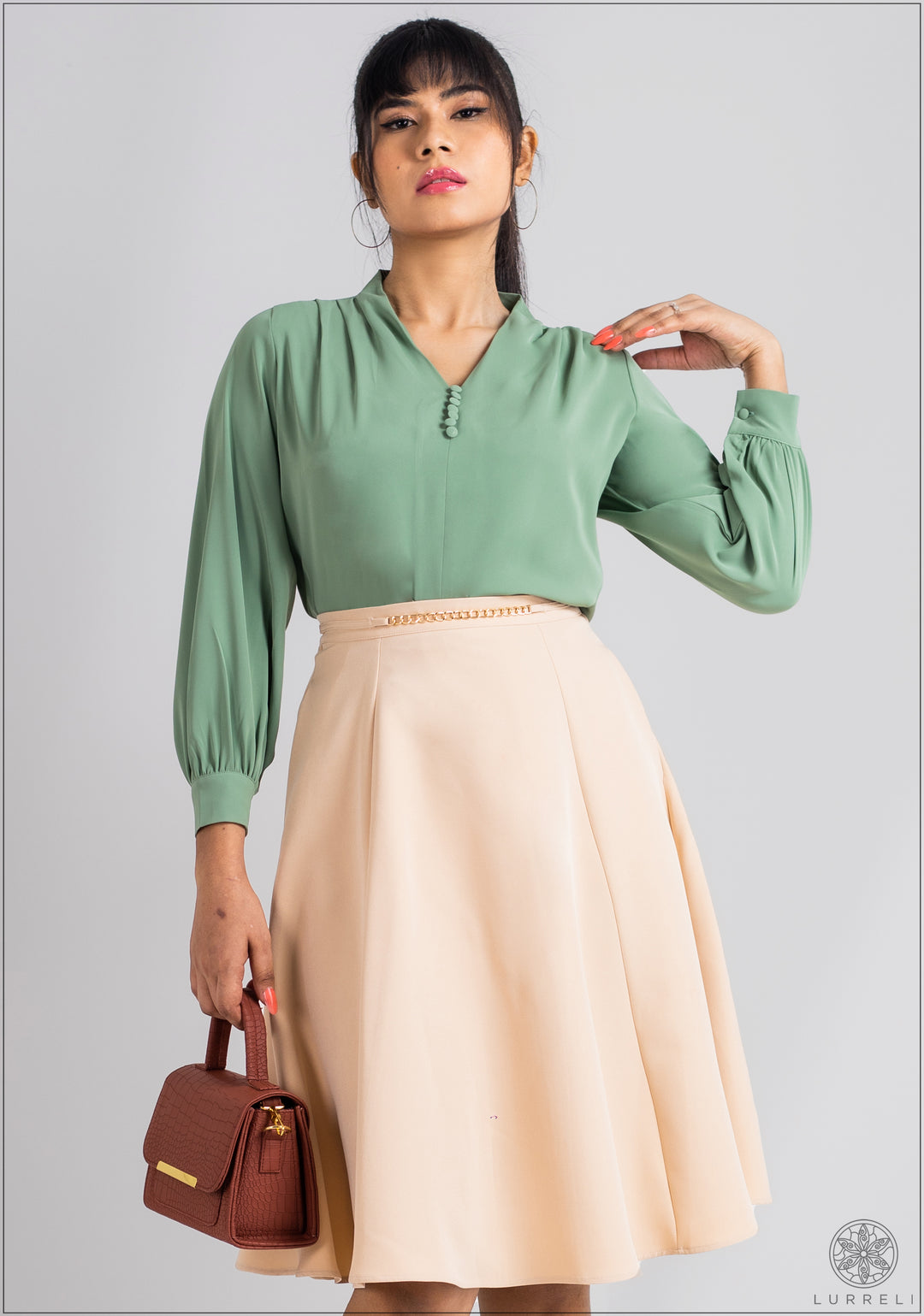 Button Detailed Pleated Top