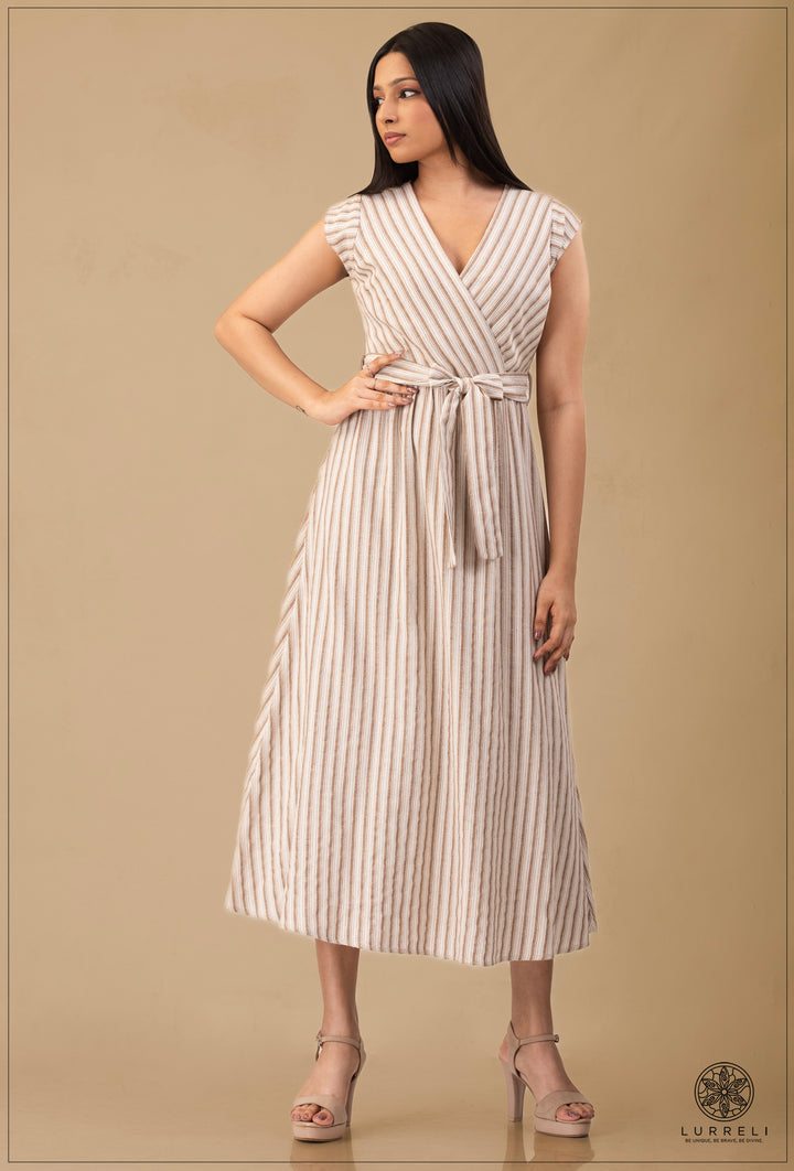 Two-Tone Wrap Midi Dress.