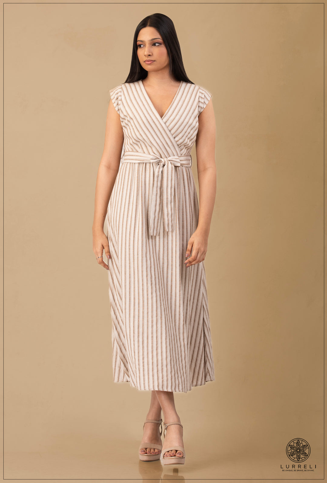 Two-Tone Wrap Midi Dress.