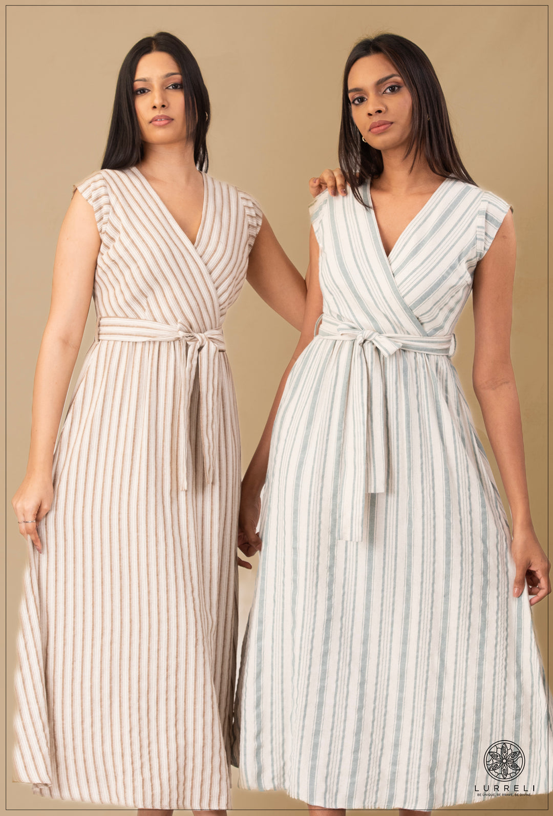 Two-Tone Wrap Midi Dress.