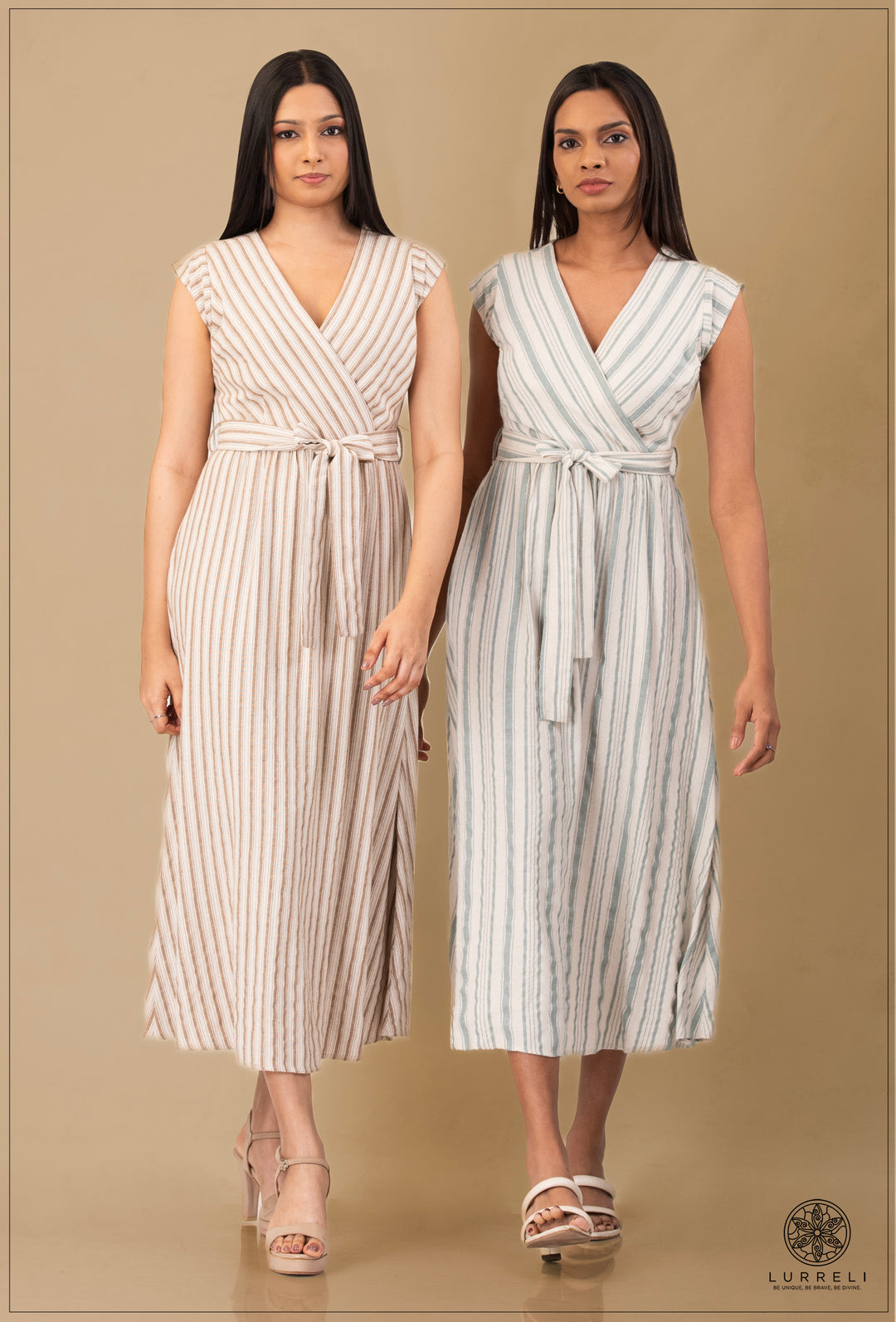 Two-Tone Wrap Midi Dress.