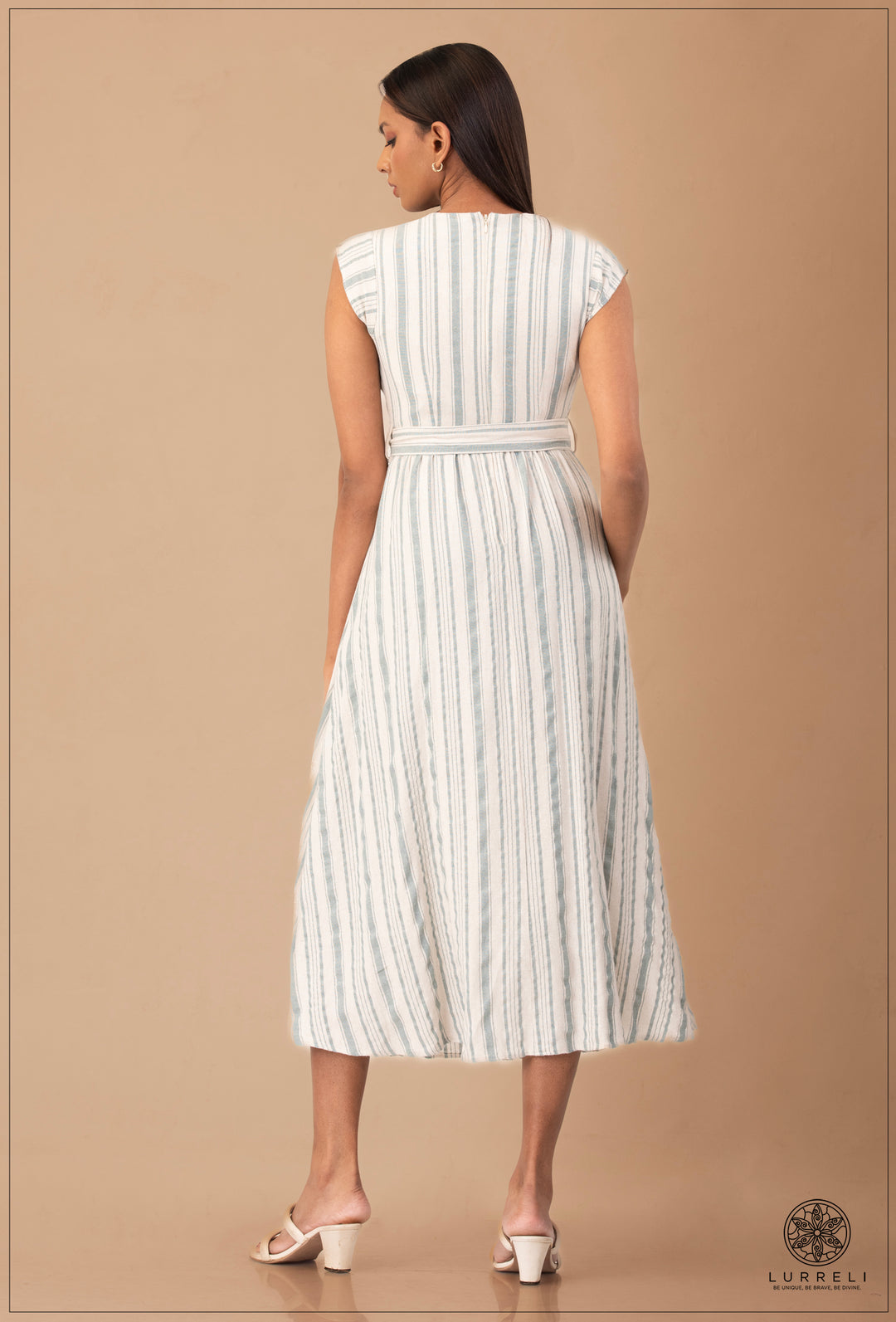 Two-Tone Wrap Midi Dress.