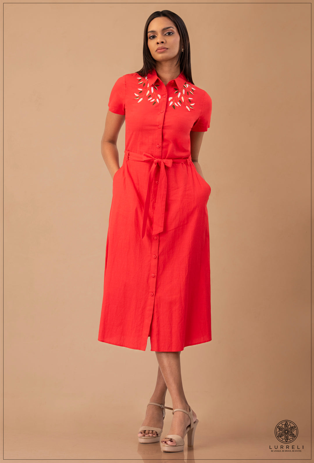 collared midi shirt dress