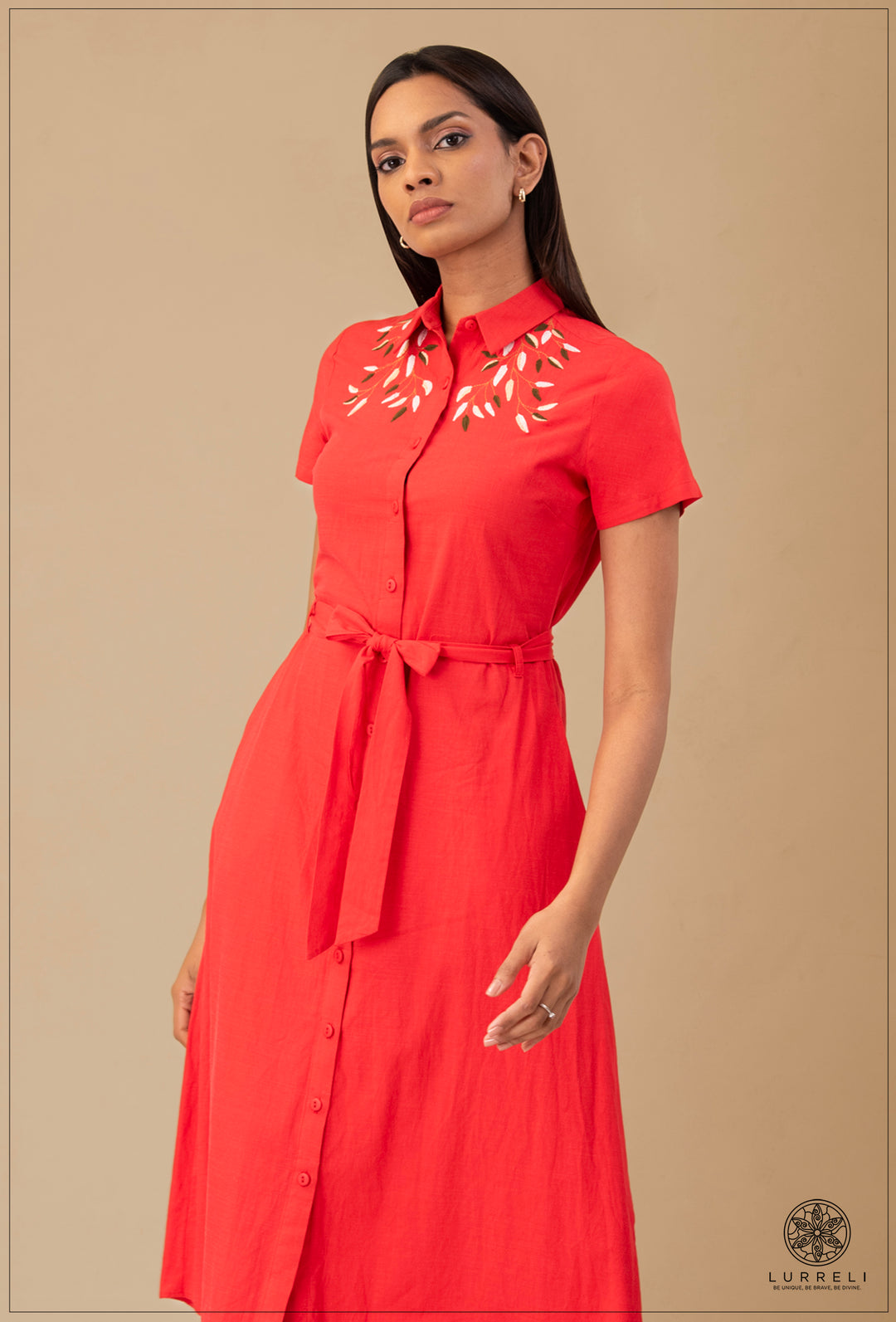 collared midi shirt dress