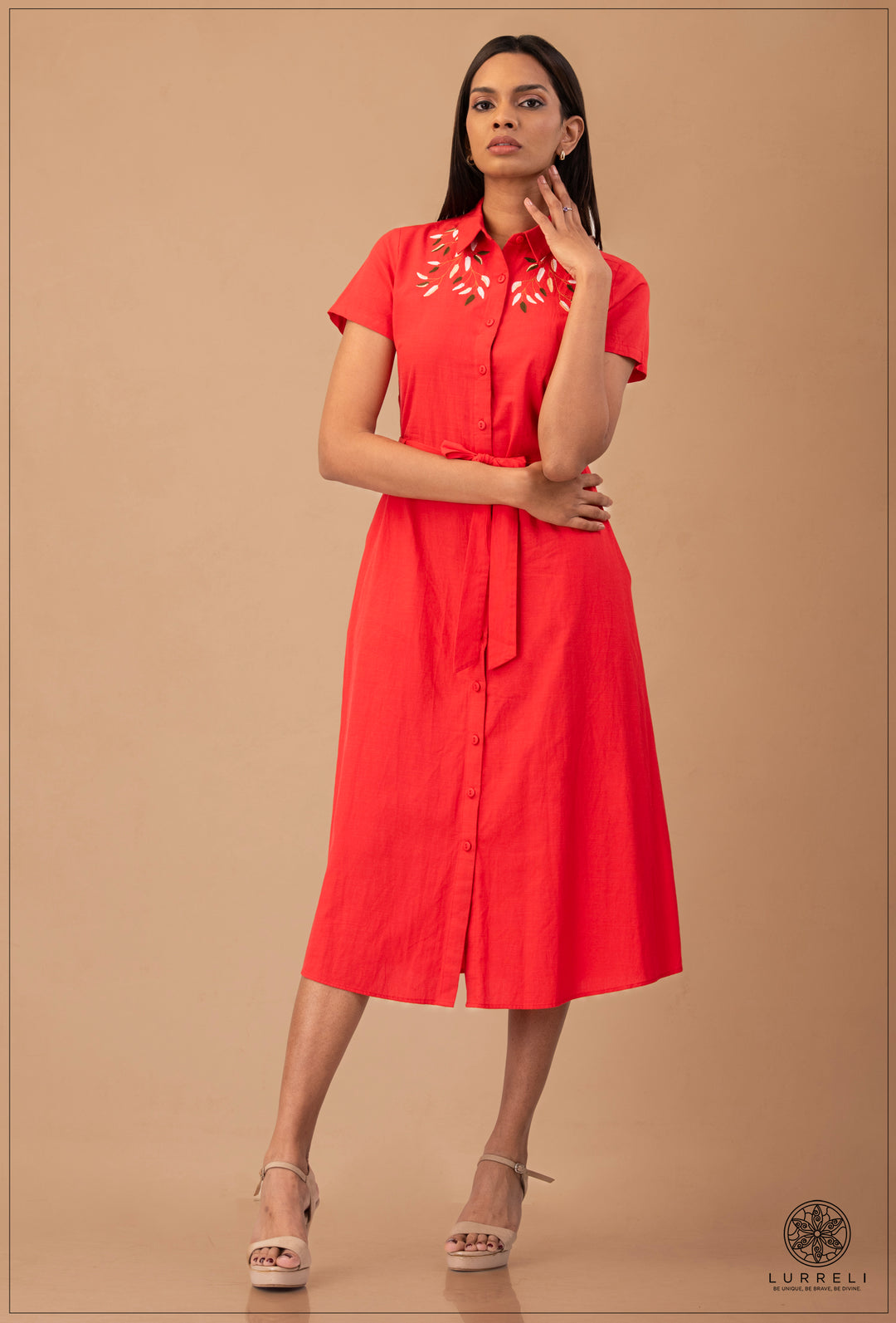 collared midi shirt dress