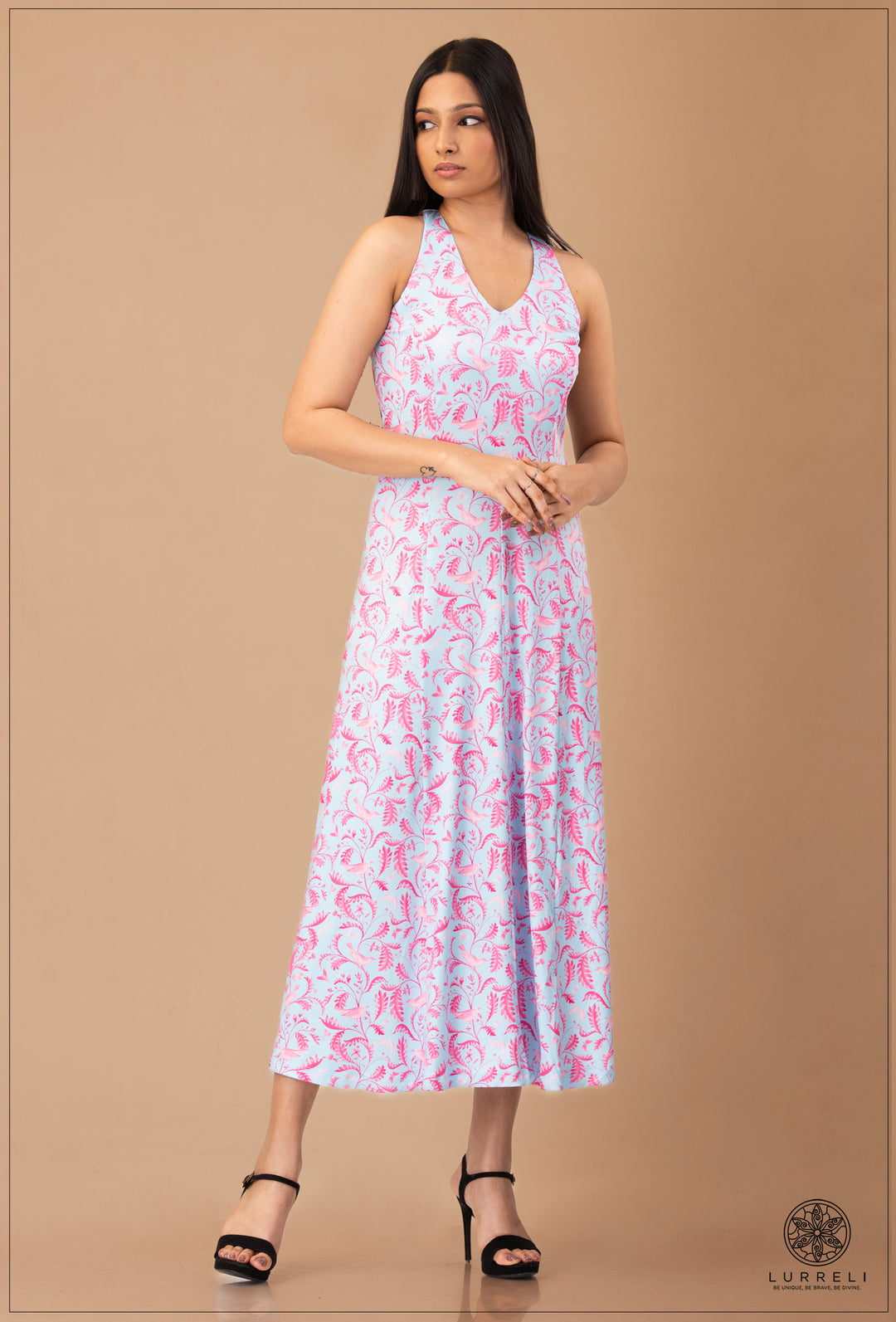 Leaf Printed Midi Dress