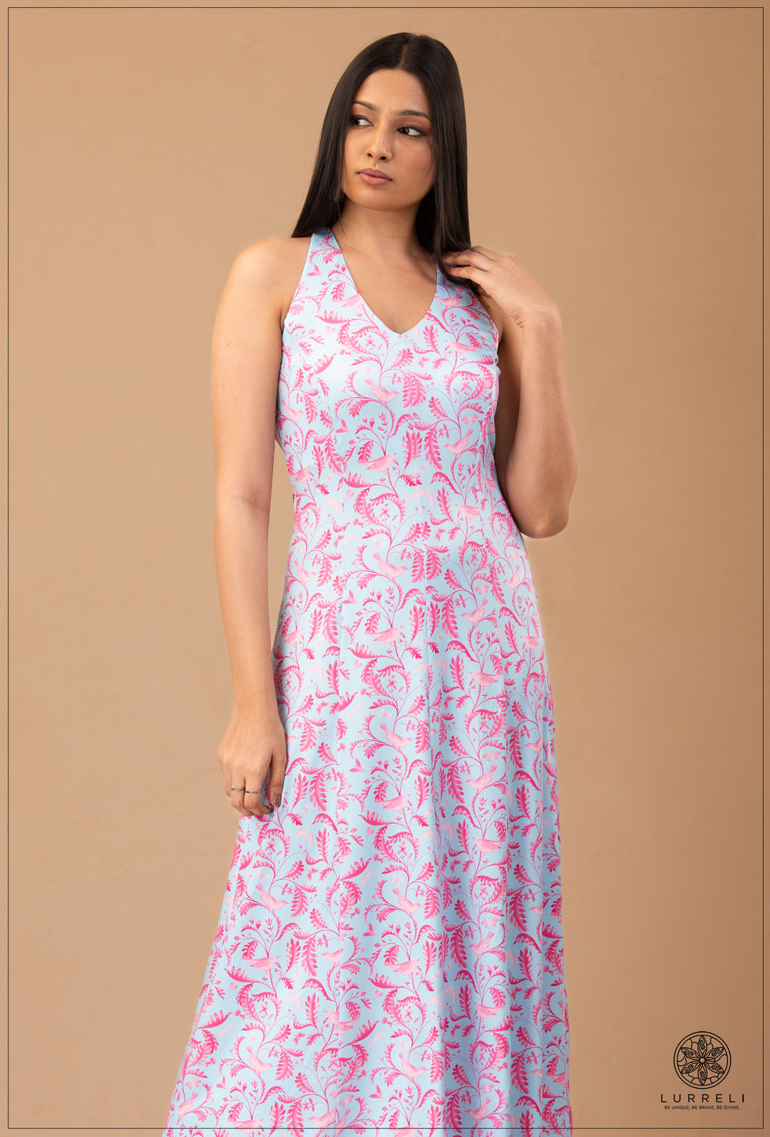 Leaf Printed Midi Dress