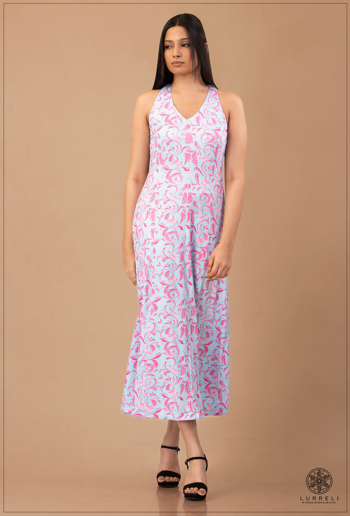 Leaf Printed Midi Dress