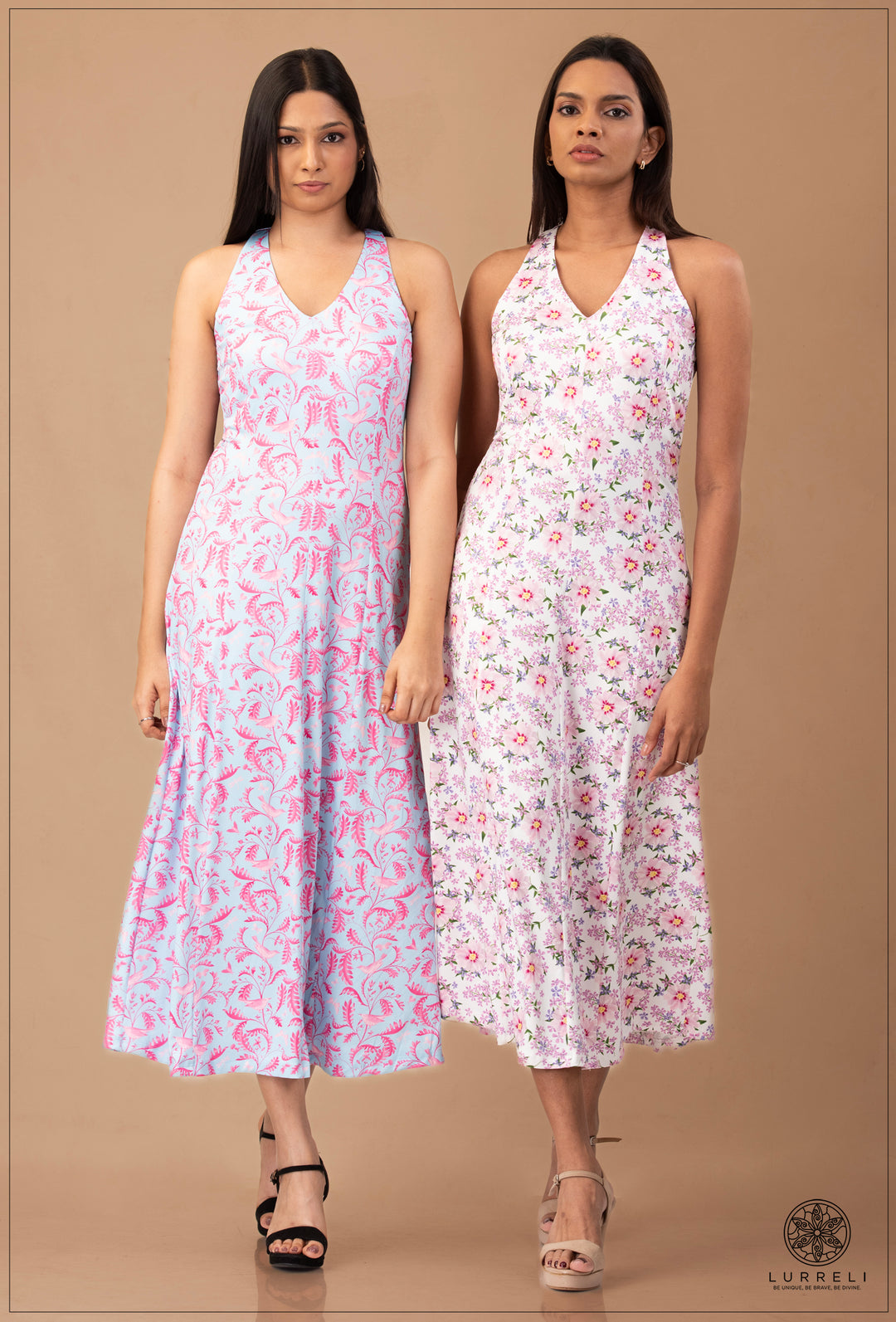 Leaf Printed Midi Dress