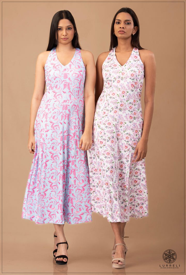 Leaf Printed Midi Dress