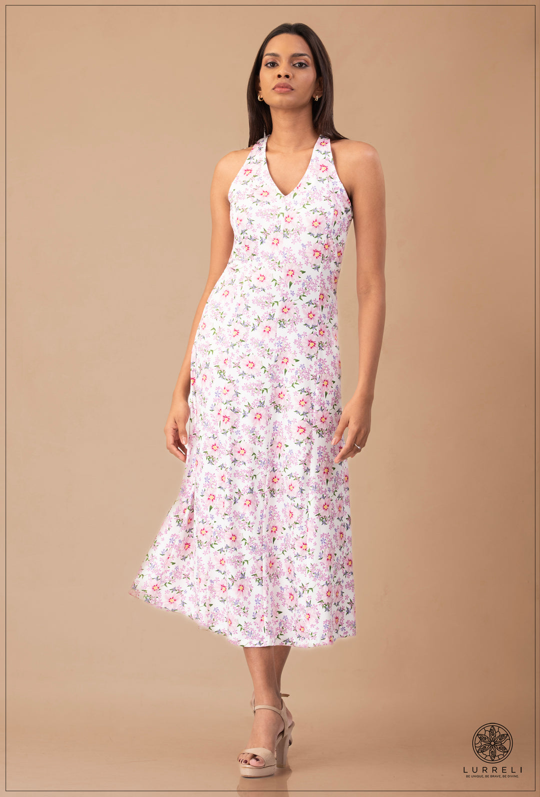 Leaf Printed Midi Dress