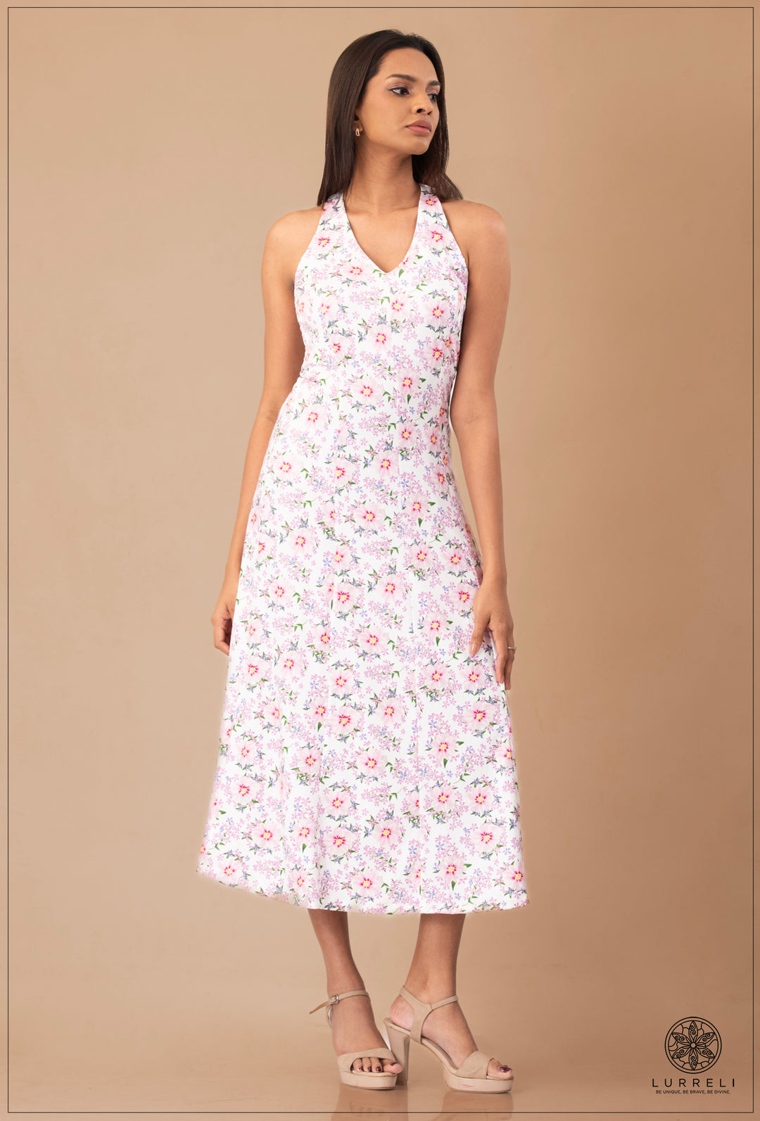 Leaf Printed Midi Dress