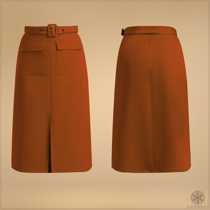 Belt Detail Solid Skirt