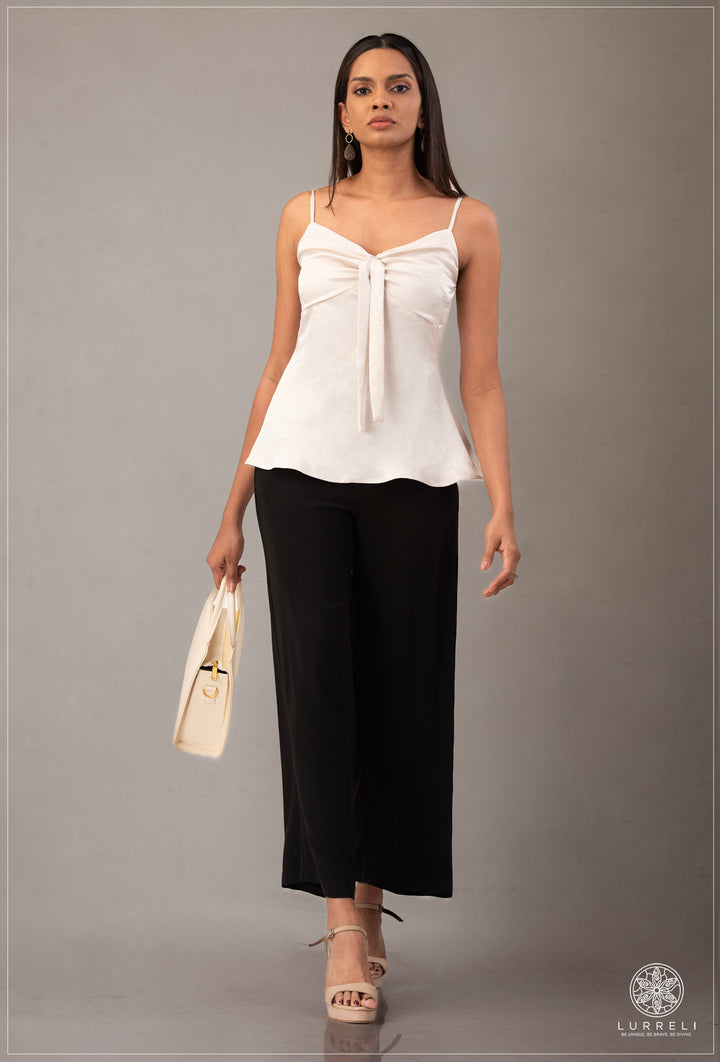 Peplum, tie-front cami top