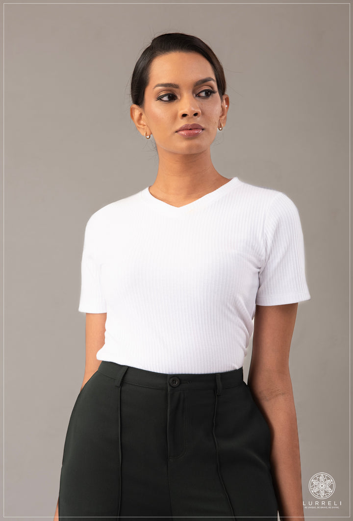 V Neck Rib Top