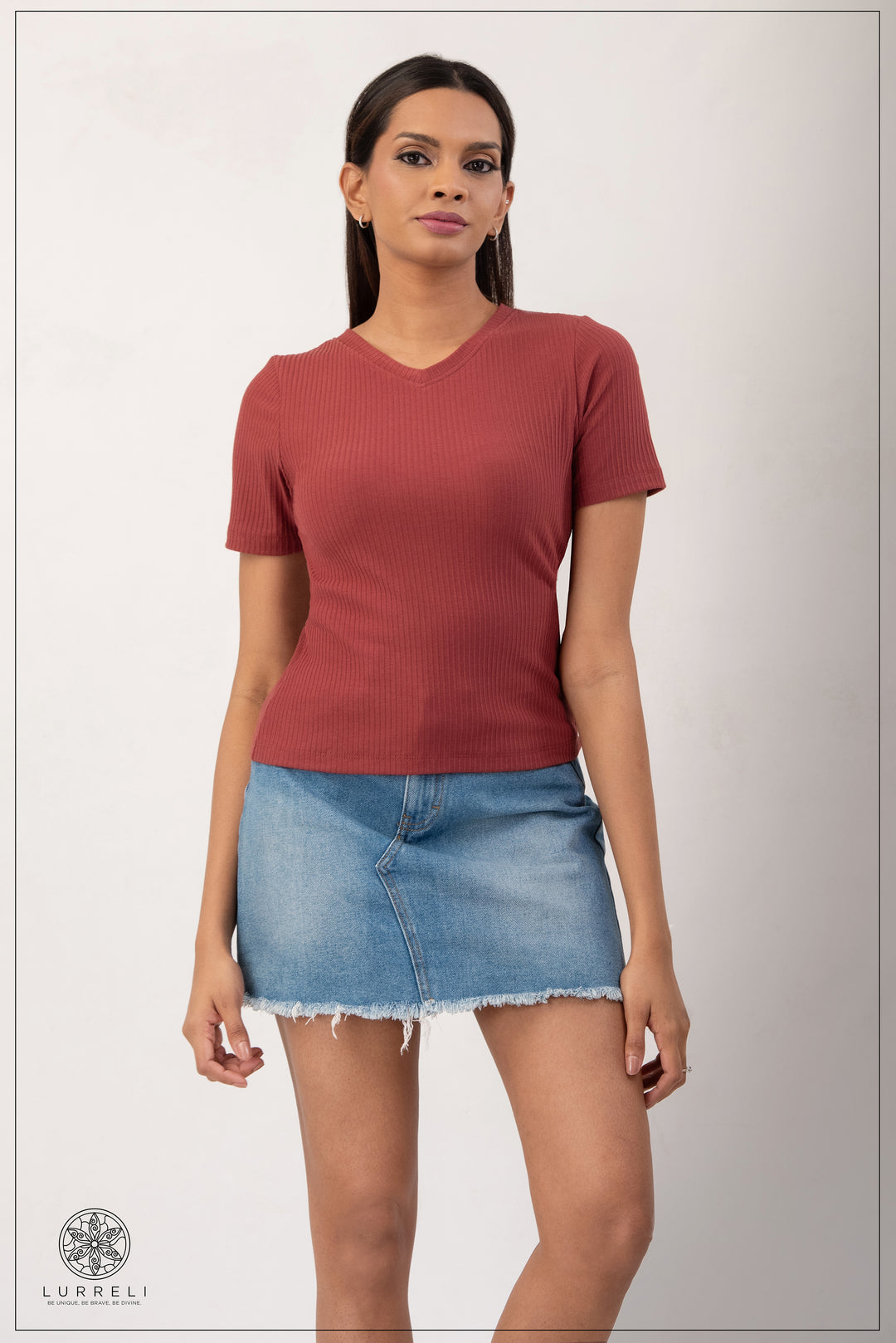 V Neck Rib Top