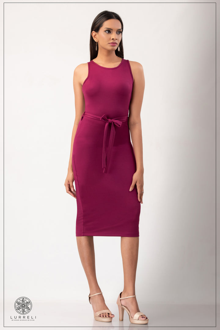 Belt-Detail Solid Dress