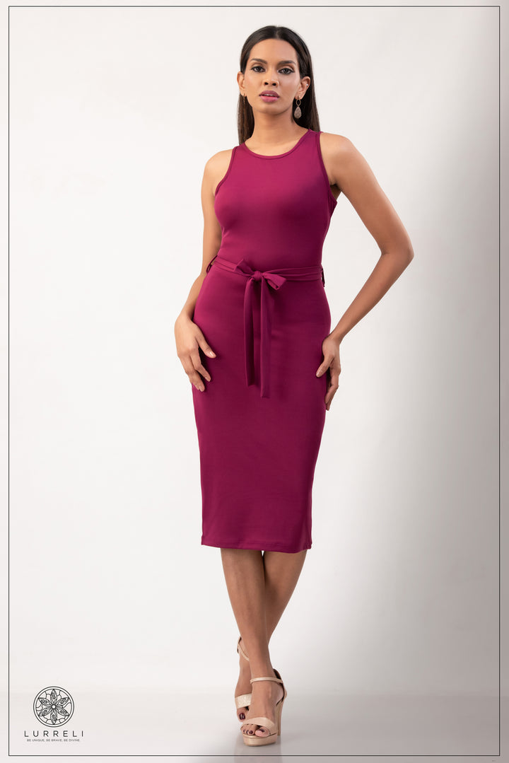 Belt-Detail Solid Dress