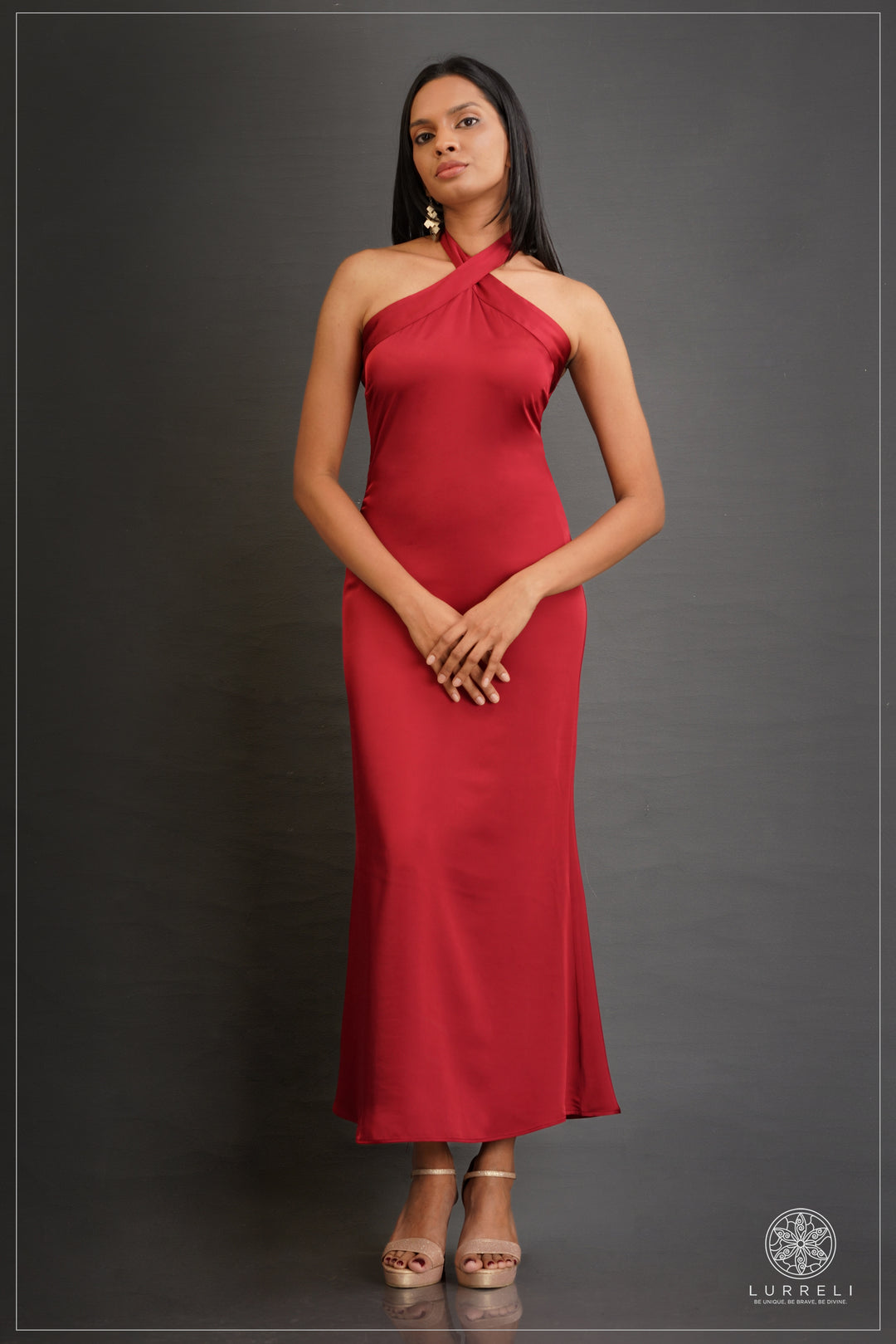 Cross Neck Detail Evening Dress
