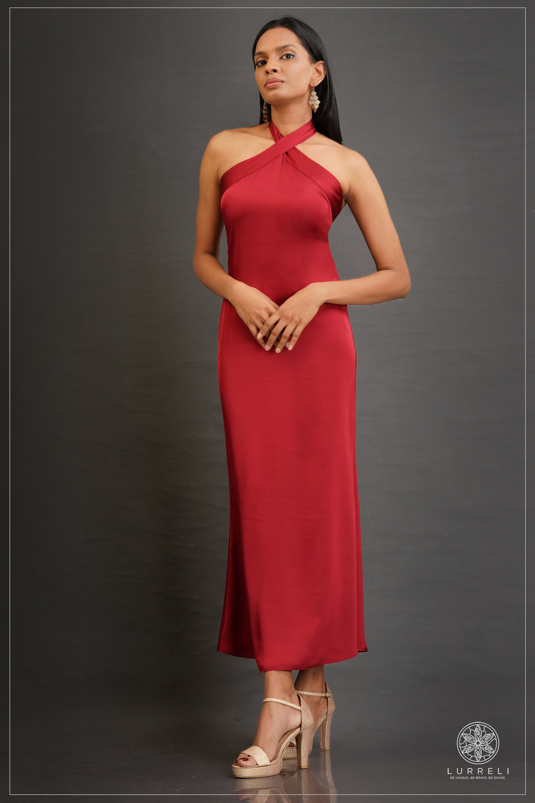 Cross Neck Detail Evening Dress