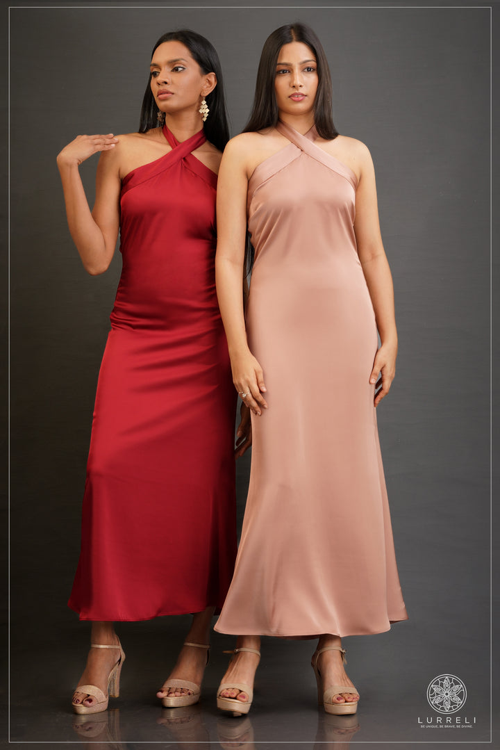 Cross Neck Detail Evening Dress