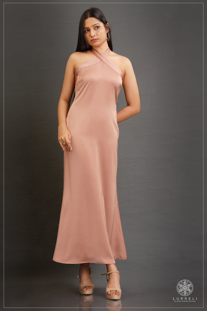 Cross Neck Detail Evening Dress