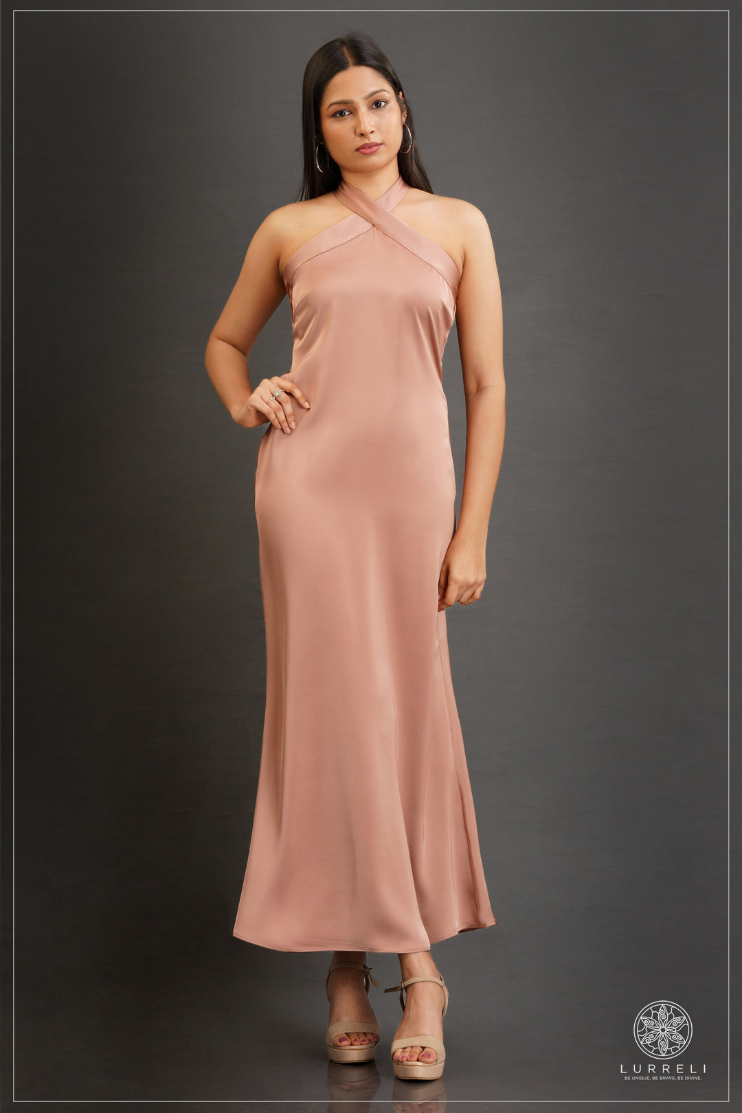 Cross Neck Detail Evening Dress