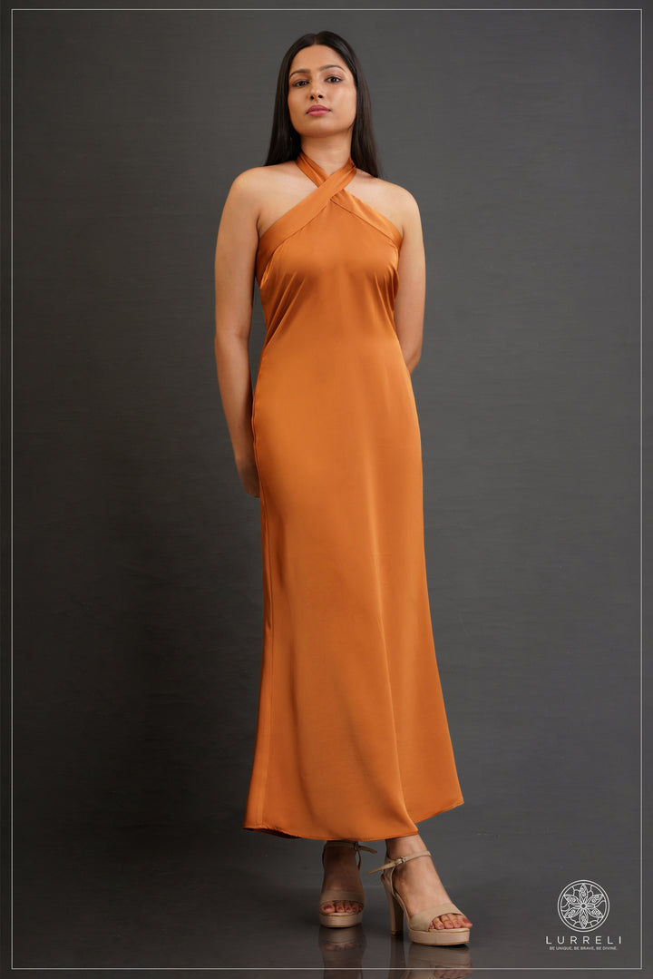 Cross Neck Detail Evening Dress