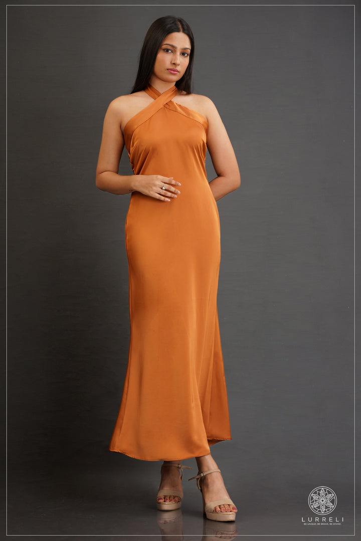 Cross Neck Detail Evening Dress