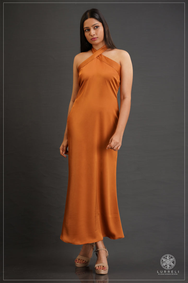 Cross Neck Detail Evening Dress