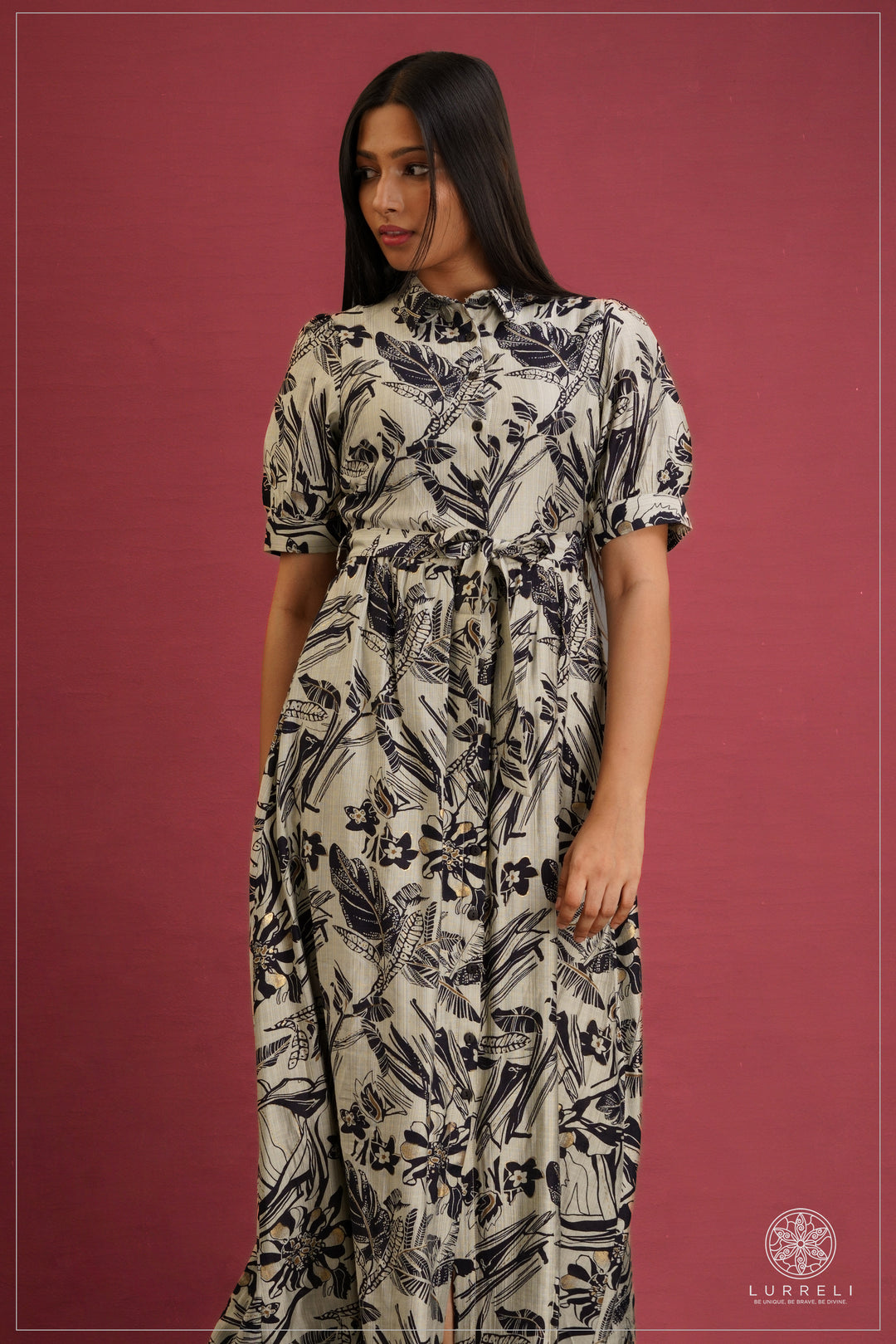 Collared midi shirt dresses