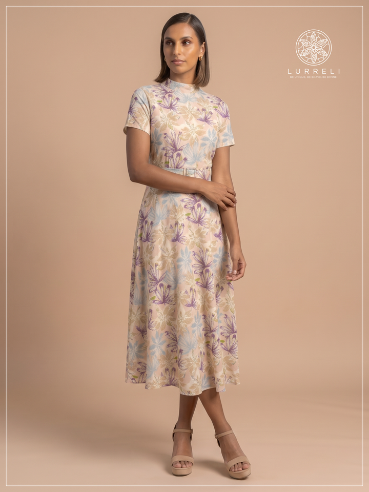 Belted Floral Midi Dress